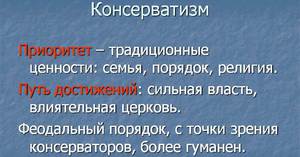 Ценности косерватизма - сводная таблица